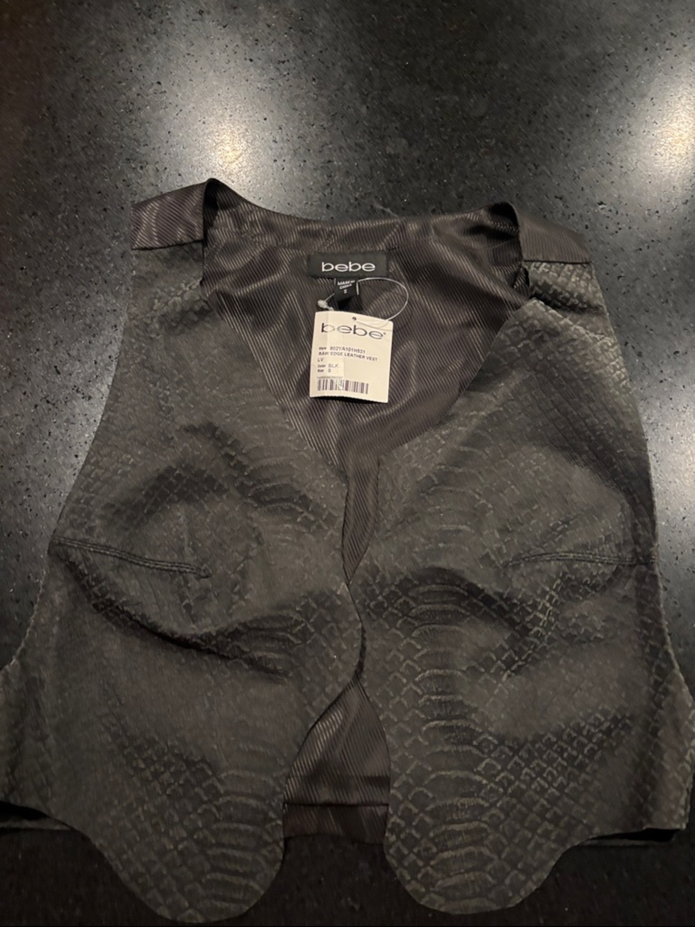 bebe Black Textured Cropped Vest
